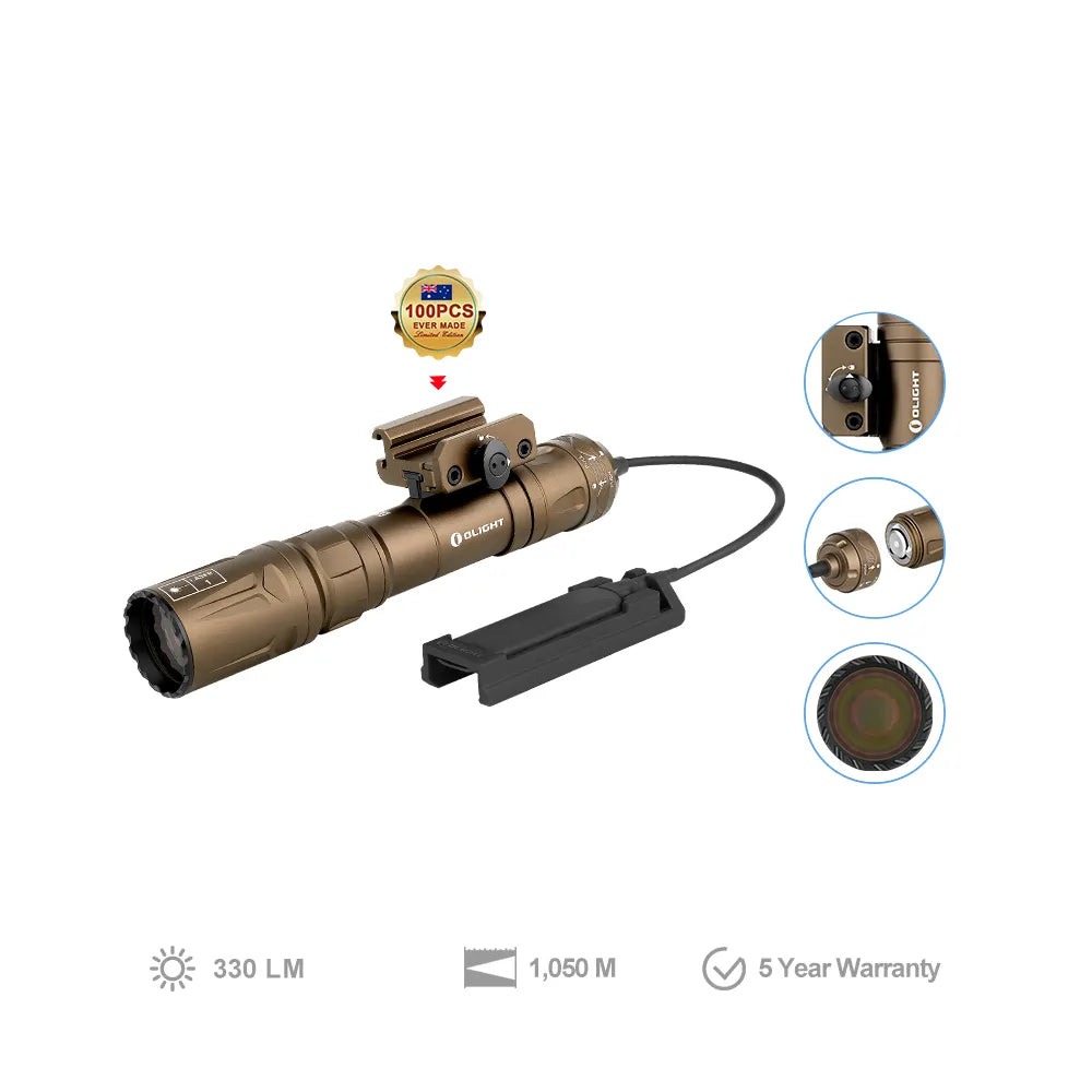 Olight Odin Turbo 1,050m Tactical LEP Hunting Light – Desert Tan - Gel Blaster Parts & Accessories For Sale