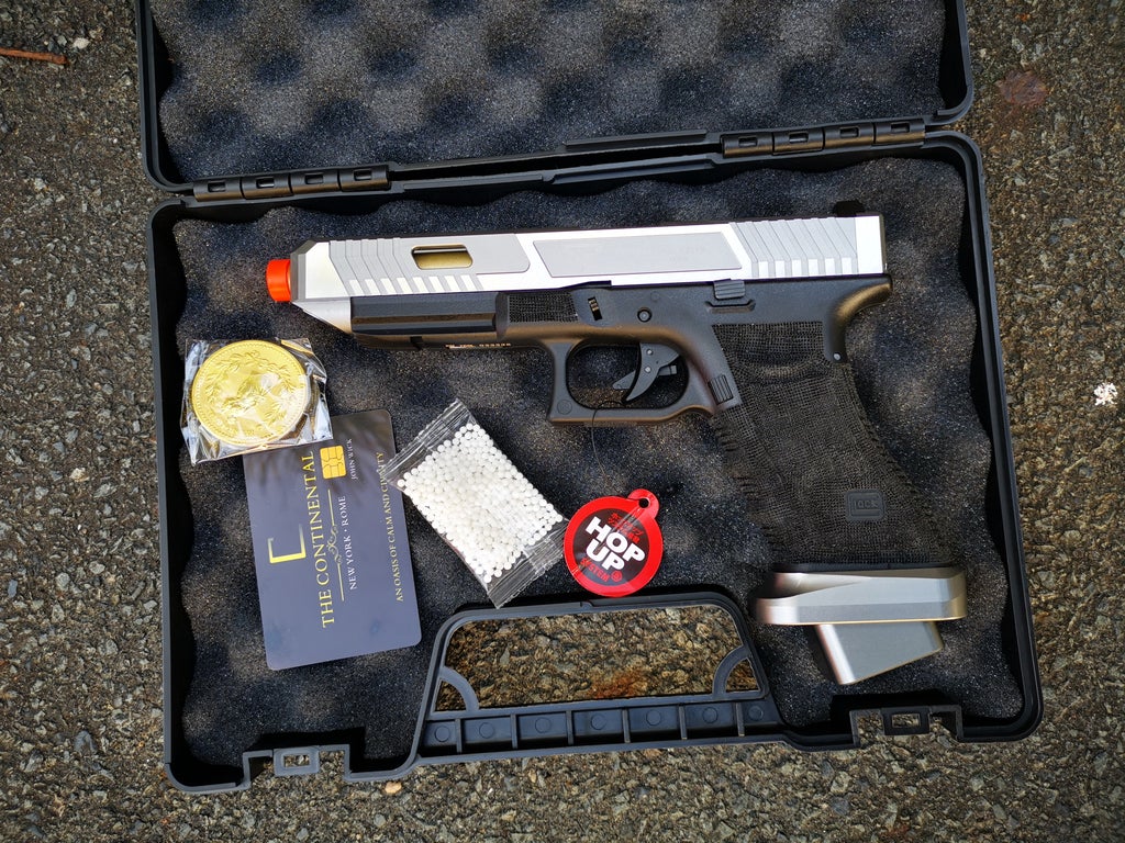 Double Bell Glock G34 TTI John Wick (Gas) Silver - Gel Blaster Guns, Pistols, Handguns, Rifles For Sale