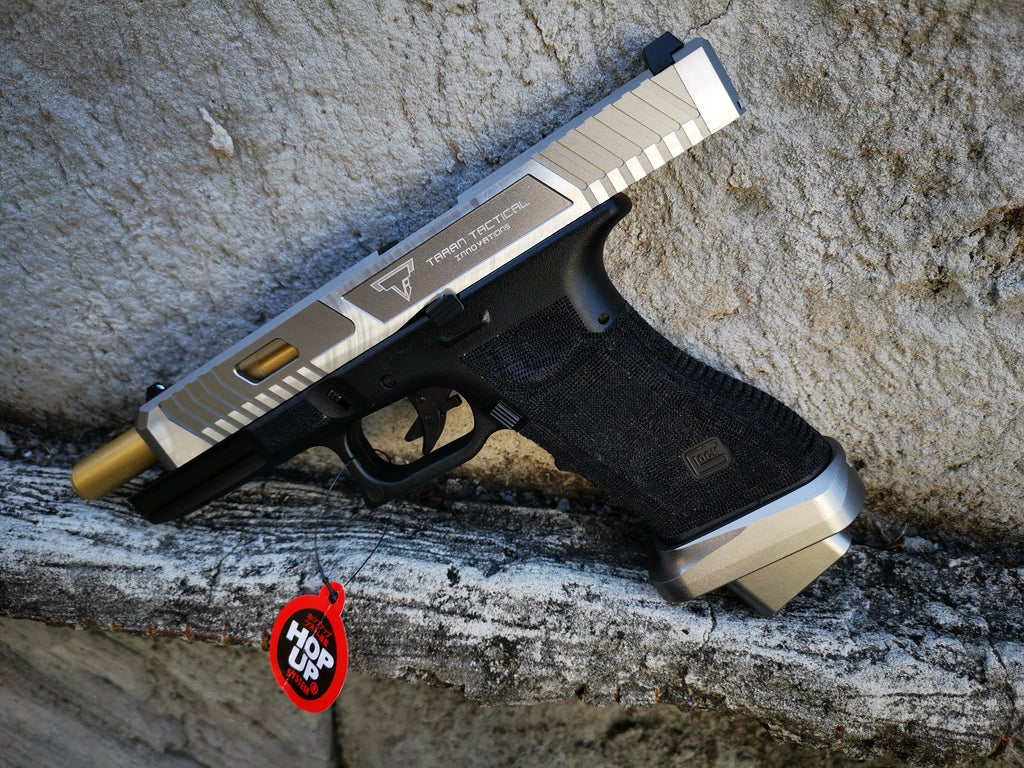 Double Bell Glock G34 TTI John Wick (Gas) Silver - Gel Blaster Guns, Pistols, Handguns, Rifles For Sale