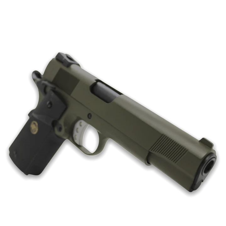 "CQB MASTER" WE TECH 1911 MEU GELSOFT GAS BLOWBACK PISTOL - OLIVE DRAB - Gel Blaster Guns, Pistols, Handguns, Rifles For Sale