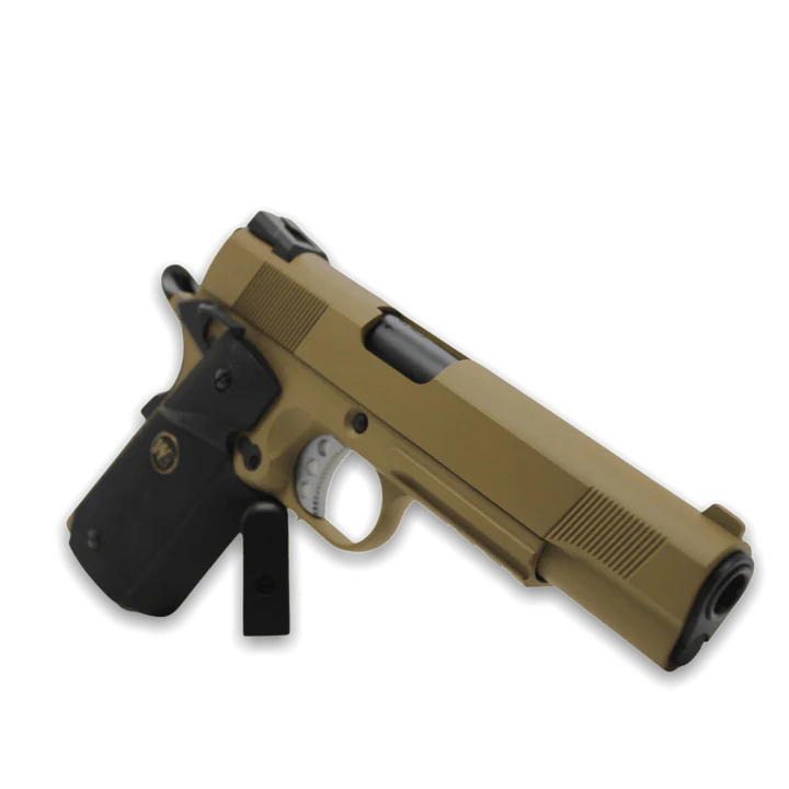 "CQB MASTER" WE TECH 1911 MEU GELSOFT GAS BLOWBACK PISTOL - TAN + RAIL VERSION - Gel Blaster Guns, Pistols, Handguns, Rifles For Sale