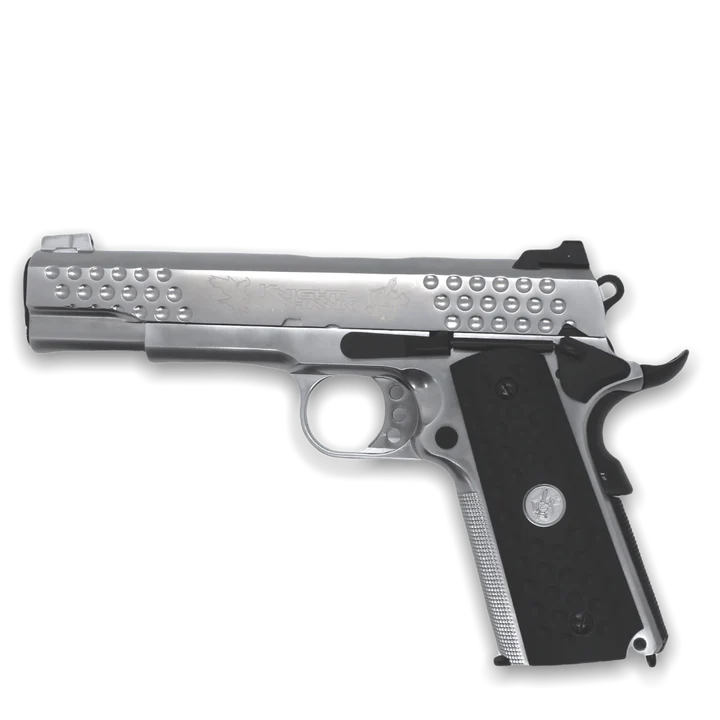 "KNIGHTHAWK" WE TECH M1911 KAC GELSOFT GAS BLOWBACK PISTOL - SILVER - Gel Blaster Guns, Pistols, Handguns, Rifles For Sale
