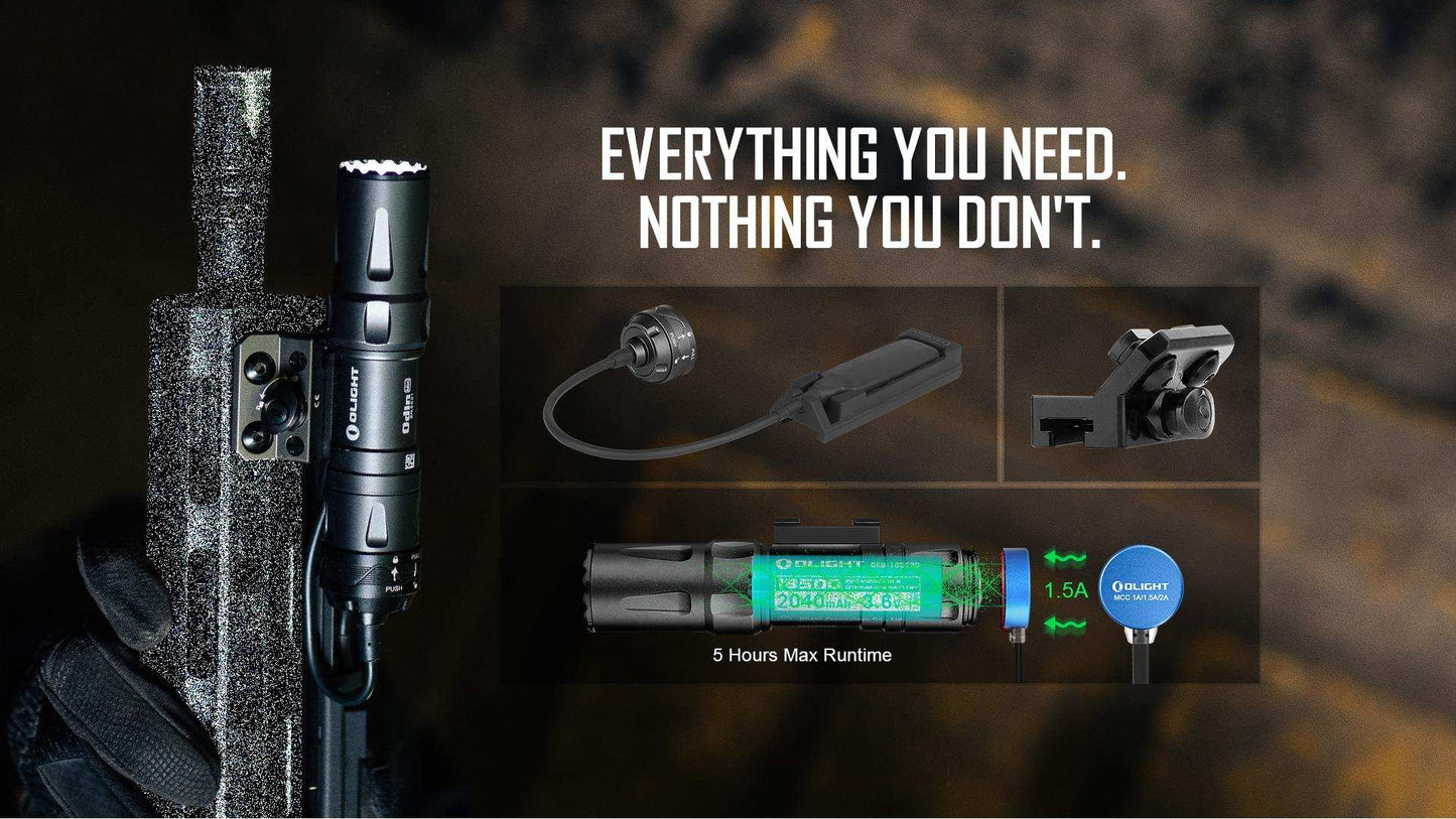 Olight Odin Mini 1250 Lumens 240m Tactical Torch – Black - Gel Blaster Parts & Accessories For Sale