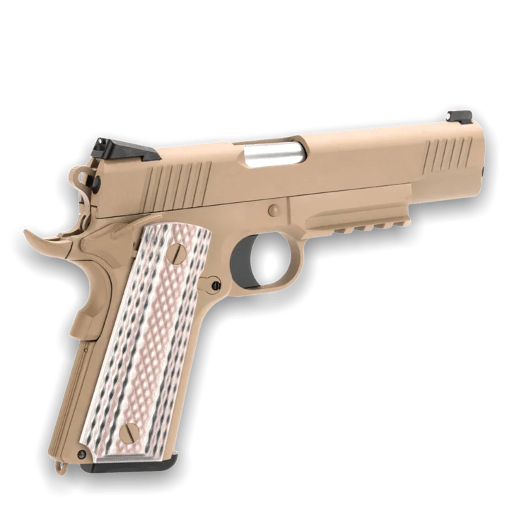 WE TECH 1911 M45A1 GELSOFT GAS BLOWBACK PISTOL - TAN - Gel Blaster Guns, Pistols, Handguns, Rifles For Sale