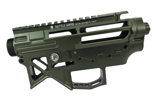 BAD 556 CNC Skeleton V2 Receiver (Olive Green) - Gel Blaster Parts & Accessories For Sale