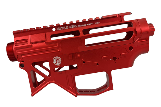 BAD 556 CNC Skeleton V2 Receiver (Red) - Gel Blaster Parts & Accessories For Sale