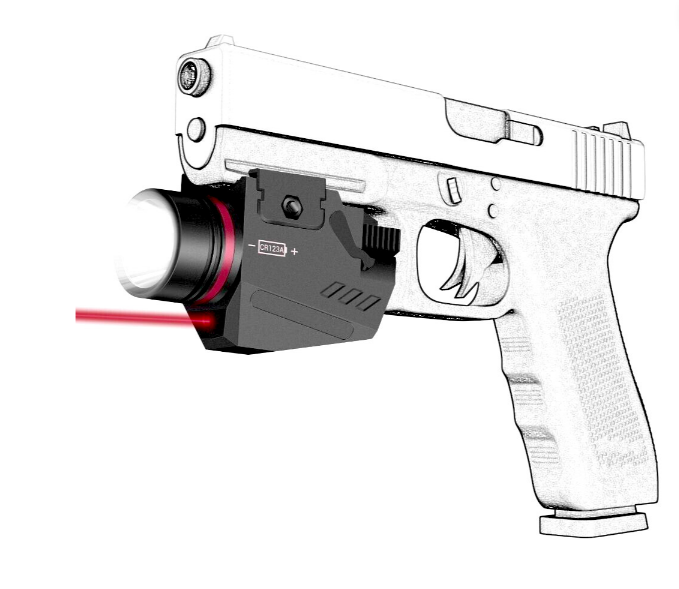 Tactical 150 Lumen Pistol LED Torch & Red Laser Combo - Gel Blaster Parts & Accessories For Sale