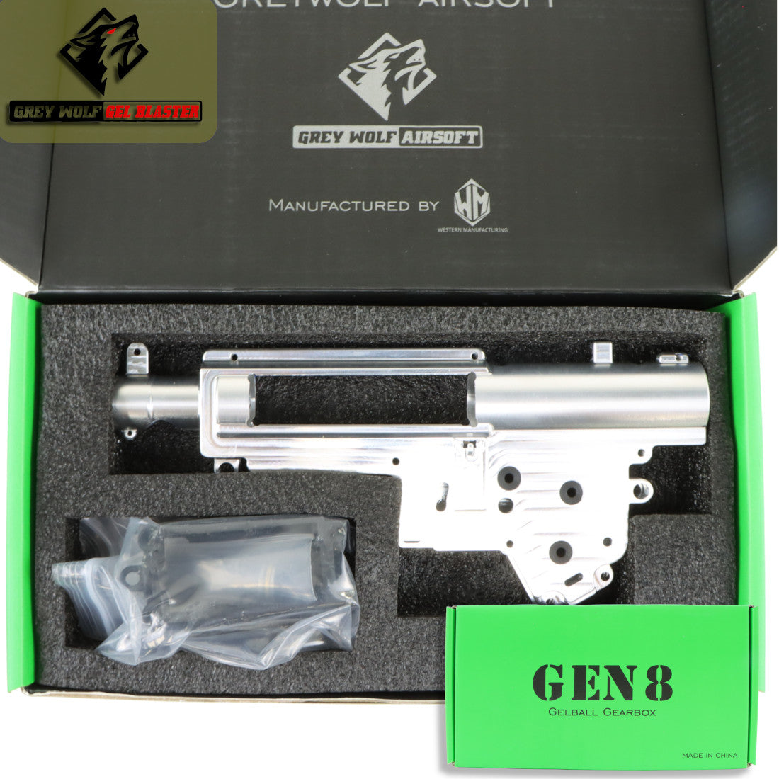 Grey Wolf Gen 8 CNC Gearbox Shell - Gel Blaster Parts & Accessories For Sale