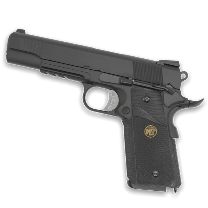 "CQB MASTER" WE TECH 1911 MEU GELSOFT GAS BLOWBACK PISTOL - BLACK + RAIL VERSION - Gel Blaster Guns, Pistols, Handguns, Rifles For Sale