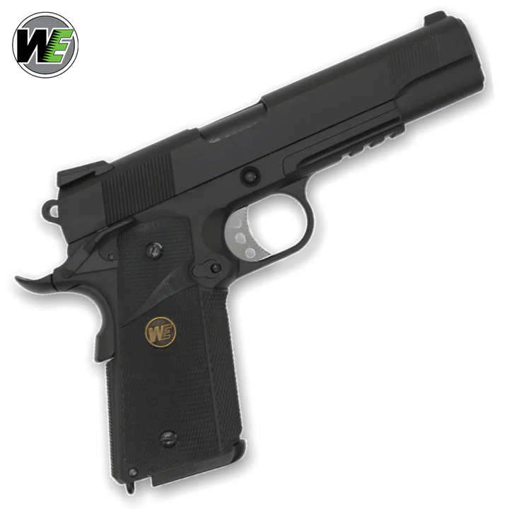 "CQB MASTER" WE TECH 1911 MEU GELSOFT GAS BLOWBACK PISTOL - BLACK + RAIL VERSION - Gel Blaster Guns, Pistols, Handguns, Rifles For Sale