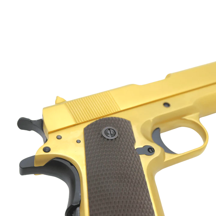 WE TECH 1911 A1 GELSOFT GAS BLOWBACK PISTOL - GOLD - Gel Blaster Guns, Pistols, Handguns, Rifles For Sale
