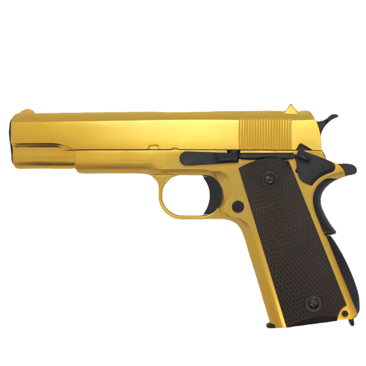 WE TECH 1911 A1 GELSOFT GAS BLOWBACK PISTOL - GOLD - Gel Blaster Guns, Pistols, Handguns, Rifles For Sale