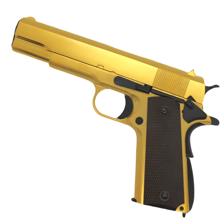 WE TECH 1911 A1 GELSOFT GAS BLOWBACK PISTOL - GOLD - Gel Blaster Guns, Pistols, Handguns, Rifles For Sale