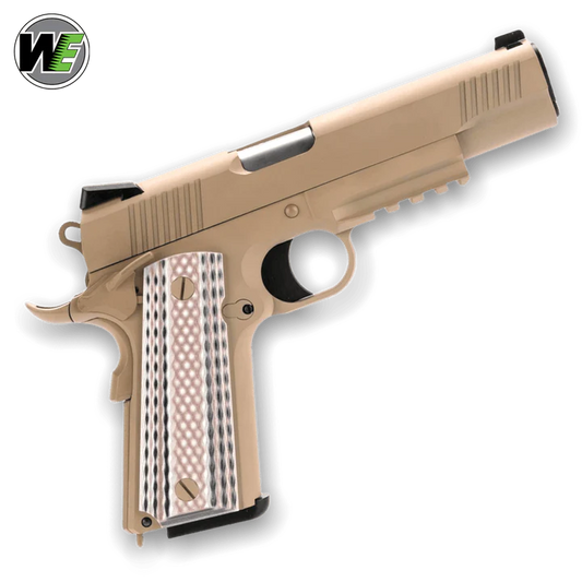 WE TECH 1911 M45A1 GELSOFT GAS BLOWBACK PISTOL - TAN - Gel Blaster Guns, Pistols, Handguns, Rifles For Sale